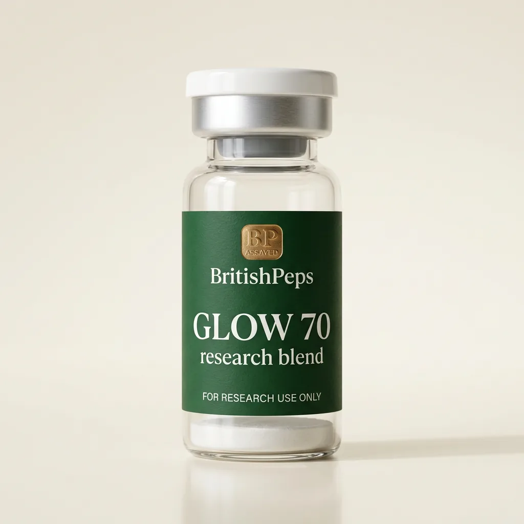 GLOW 70 (BPC-157 + GHK-Cu + TB-500) výzkumný peptid – lahvička
